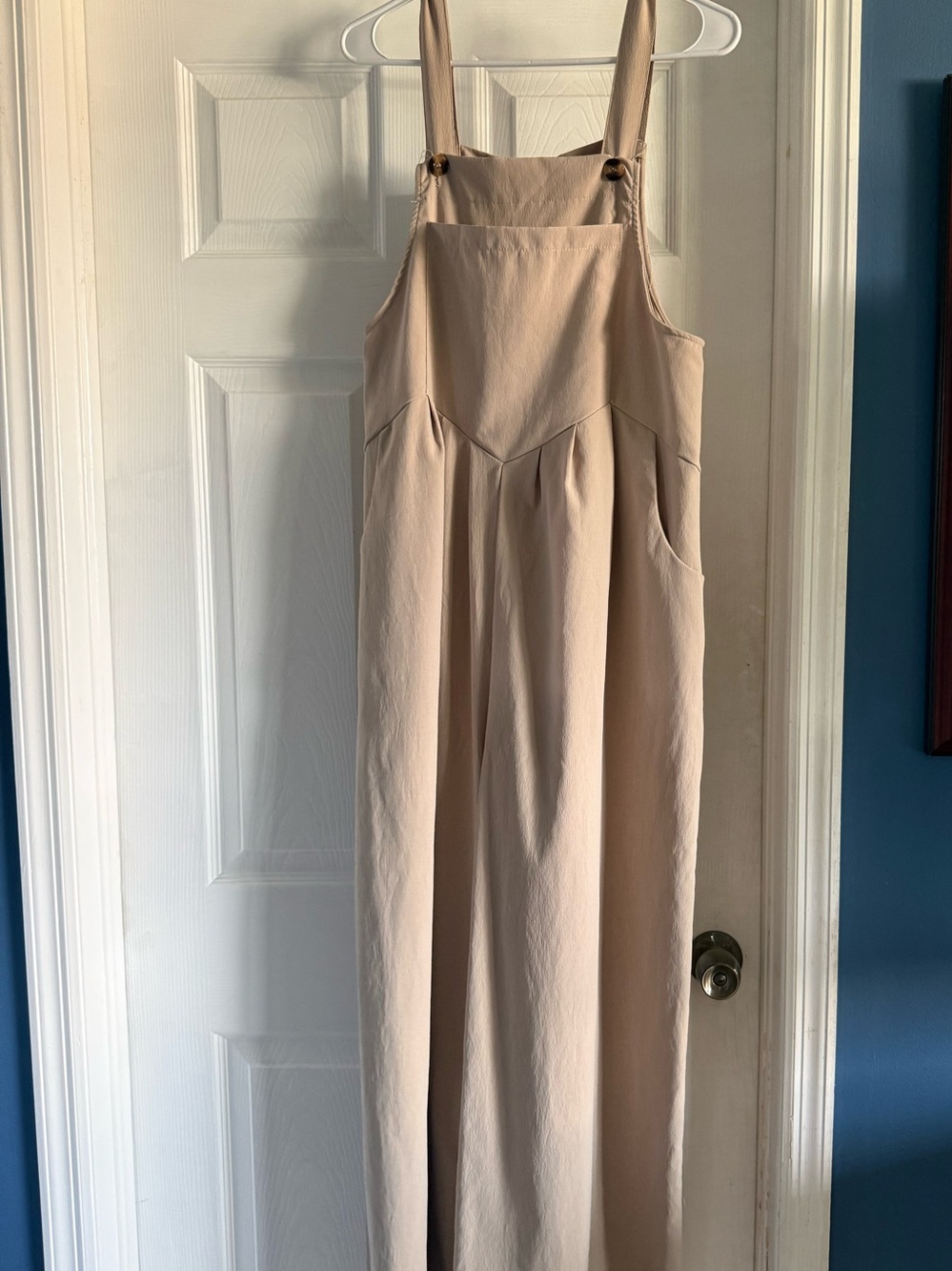 Neutral Beige Wide-Leg Overalls